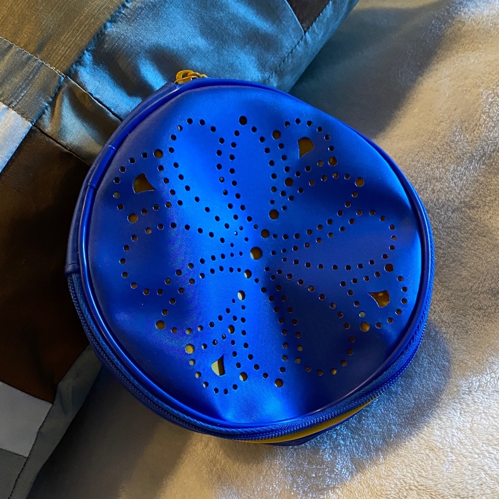 Clinique Blue Floral Perforated Cosmetic Bag